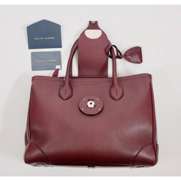 Ralph Lauren Purple Label Collection bag handbag Ricky soft burgundy open top - Picture 4 of 16